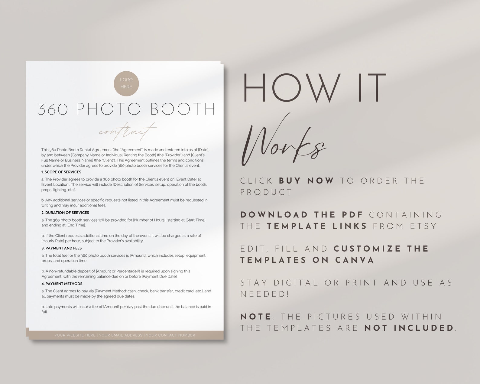 360 Photobooth Contract Template Bundle, Video Booth Forms Agreement ...
