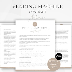 Vending Machine Contract, Vending Machine Services Agreement Template, Vending Rental Forms, Vending Machine Lease Management Template