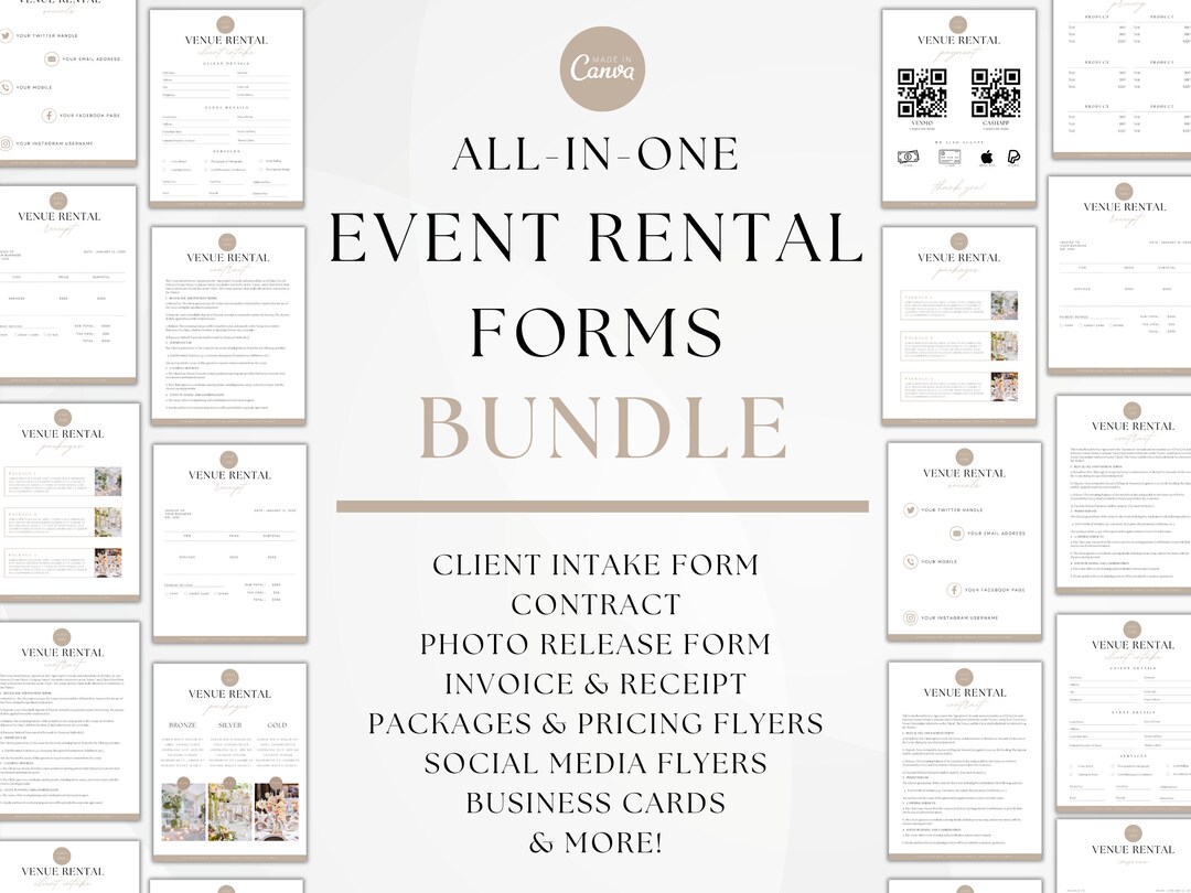 Hosting Event Form Sample Venue Rental Forms Bundle, Wedding Venue Contract Template, Event ...