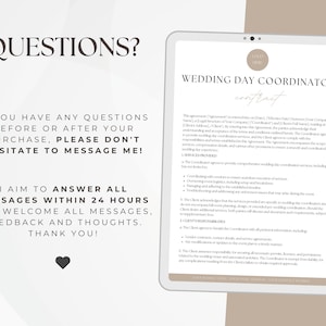Wedding Day Event Coordinator Contract, Editable Wedding Services Agreement, Day of Wedding Coordination Invoice, Instant Download image 10