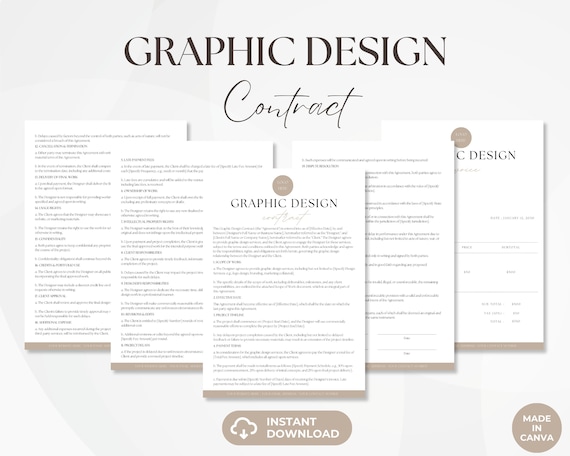 Graphic Design Contract, Freelance Graphic Designer Services Agreement, Design Services Forms, Contract for Graphic Designers, Invoice