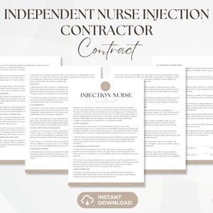 Independent Nurse Injector Contract, 1099 Services Agreement, Aesthetician Forms, Injection Contract Template, Instant Download