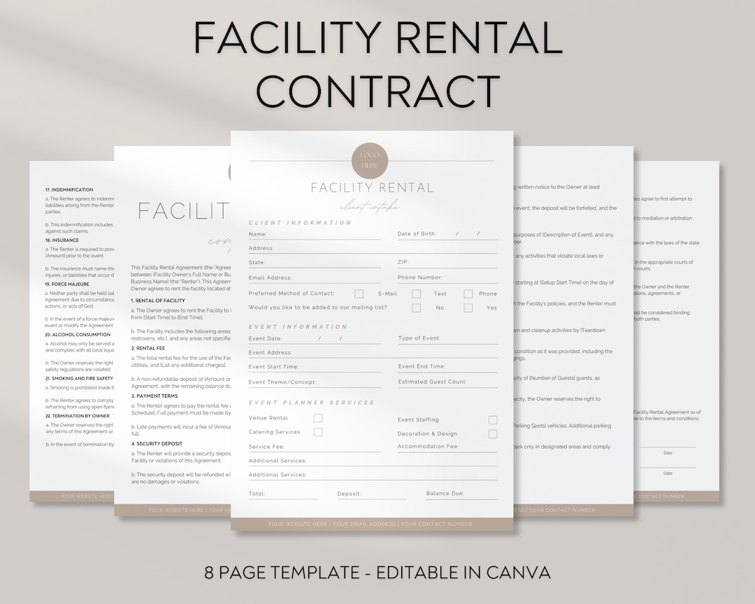 Facility Rental Contract Template Customizable Venue Lease Contract Event Client Intake Forms Facility Rental Contract Template Customizable Venue Lease Contract Event Client Intake Forms