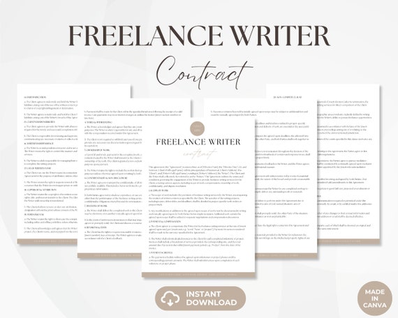Freelance Writer Contract, Editable Author Services Agreement, Freelance Scope of Work, Client Invoice, Instant Download