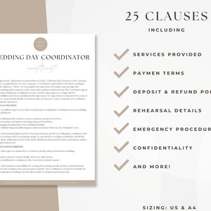 Wedding Day Event Coordinator Contract, Editable Wedding Services Agreement, Day of Wedding Coordination Invoice, Instant Download image 2