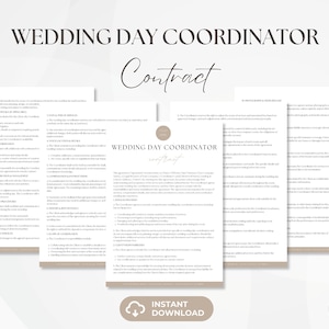Wedding Day Event Coordinator Contract, Editable Wedding Services Agreement, Day of Wedding Coordination Invoice, Instant Download image 1