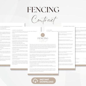 Fencing Contract, Fencing & Gates Servicing Agreement, Editable Fence Installation Contract Template, Instant Download