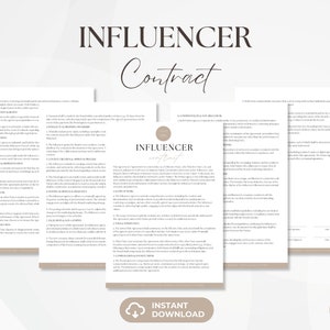 Influencer Contract, Content Creation Services Agreement, Instagram Post Contract, TikTok Content Creation Forms, Business Documents