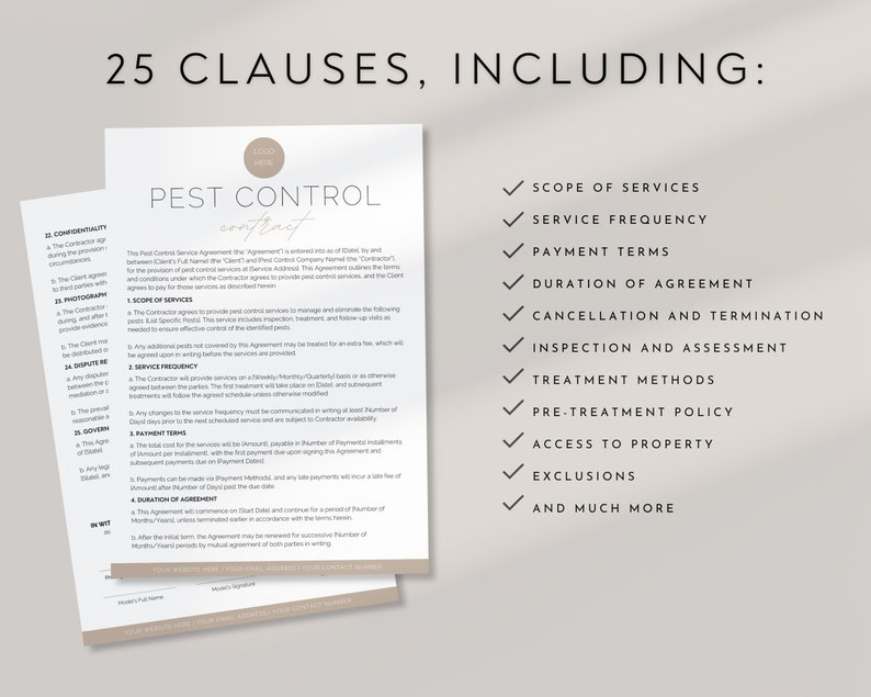 Pest Control Services Contract Template, Customizable Pest Management ...