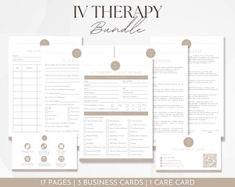 IV Therapy Client Intake Forms, Intravenous Therapy Informed Consent, IV Drip Aftercare Cards, Hydration Therapy Forms, IV Therapy Bundle