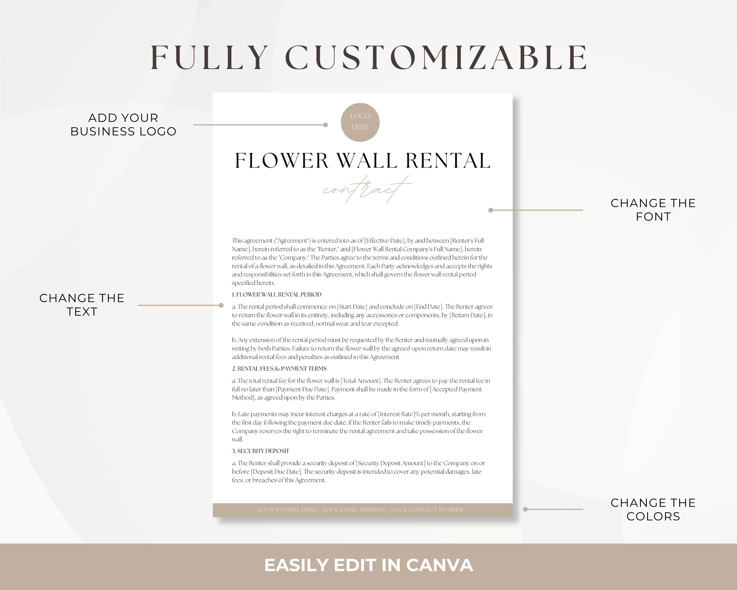 Flower Wall Rental Contract, Editable Flower Wall Renting Services ...