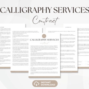 Kalligraphievertrag, bearbeitbare Kalligraphie-Servicevereinbarung, Kalligraphie-Business-Formulare, Hochzeitskalligraphie-Rechnung, Sofortiger Download