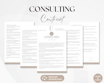 Consulting Contract, Consultant Services Agreement, Consultation Services Contract, Editable Consulting Contract Template, Canva