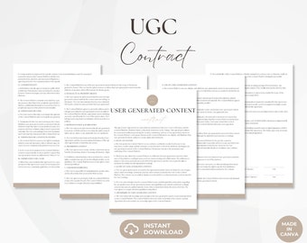 Accord de contrat UGC, modèle de services d'influence, contenu généré par l'utilisateur, réception de clients UGC, modèle de facture UGC