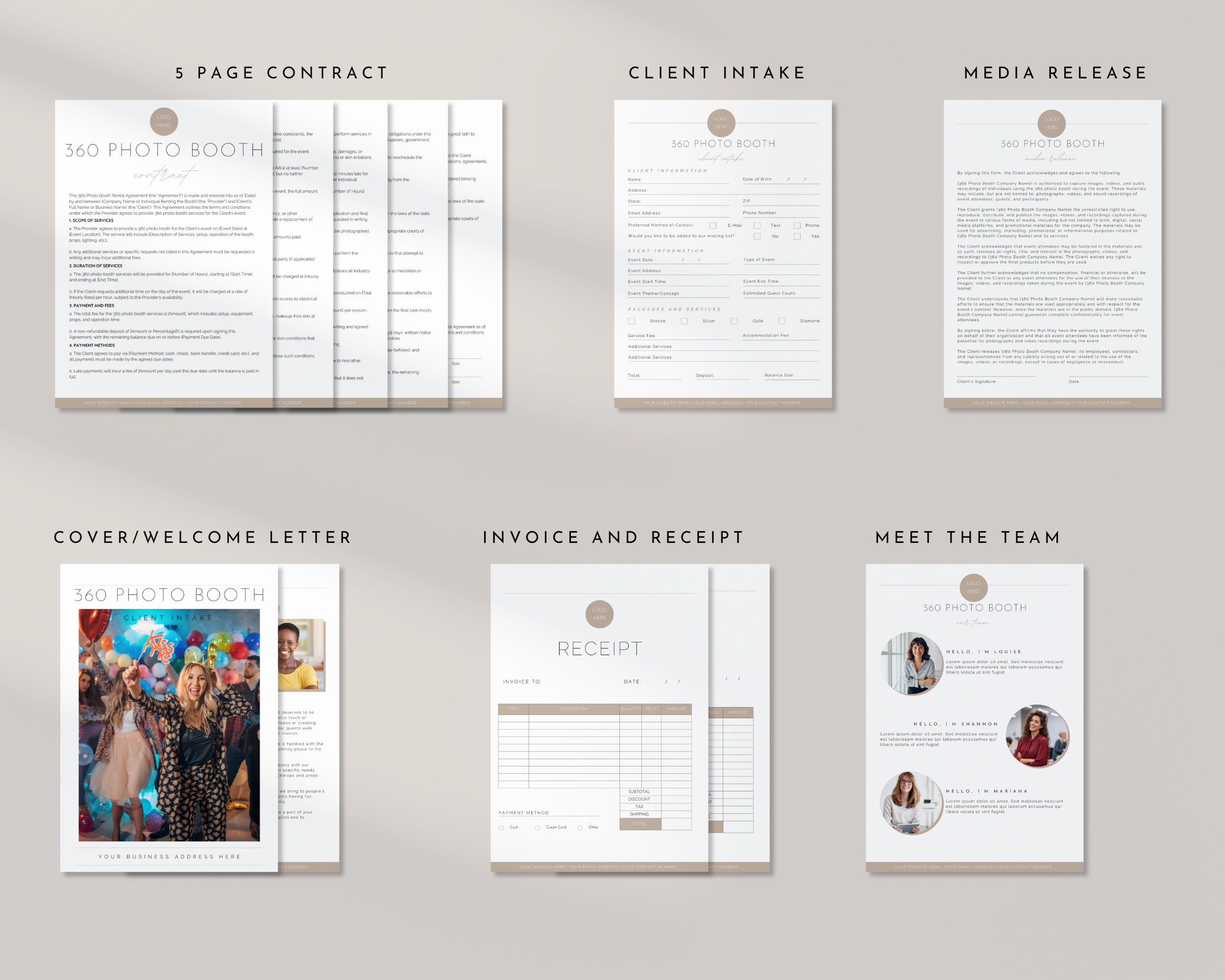 360 Photobooth Contract Template Bundle, Video Booth Forms Agreement ...