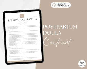 Postpartum Doula-contract, Doula Business, Doula-sjablonen, bewerkbare Doula-contractsjabloon, Hand-outs nieuwe klant, Doula-bedrijfssjabloon