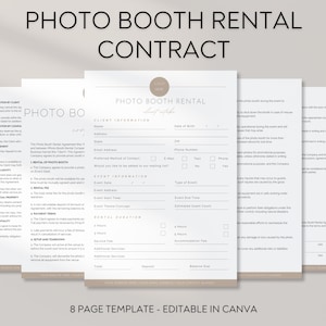 Photo Booth Contract, Editable Photo Booth Services Agreement, Event Photo Booth Forms, Photo Booth Agreement, Instant Download