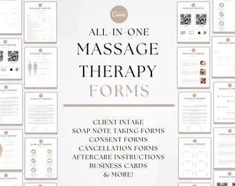 Massage Therapy Forms, Massage Consultation, Client Intake Forms, Esthetician Templates, Lymphatic Massage, SOAP Notes