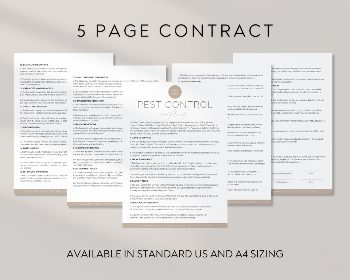 Pest Control Services Contract Template, Customizable Pest Management ...