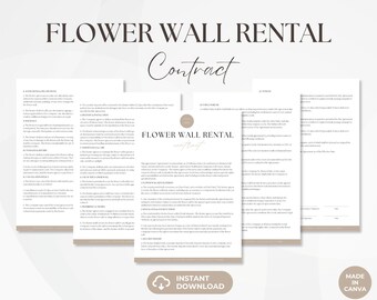 Flower Wall Rental Contract, Editable Flower Wall Renting Services Agreement, Event Floral Services, Florist Forms, Instant Download
