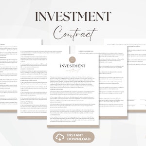 Investment Contract, Financial Investing Agreement Template, Investor Contract Template, Editable Investing Services, Instant Download