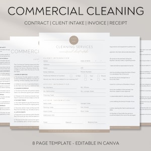 Commercial Cleaning Business Forms, Commercial Cleaning Contract, Commercial Cleaning Proposal, Cleaning Service, Client Intake Form