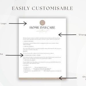 Editable Home Daycare Contract Template, Childcare Forms, Daycare ...