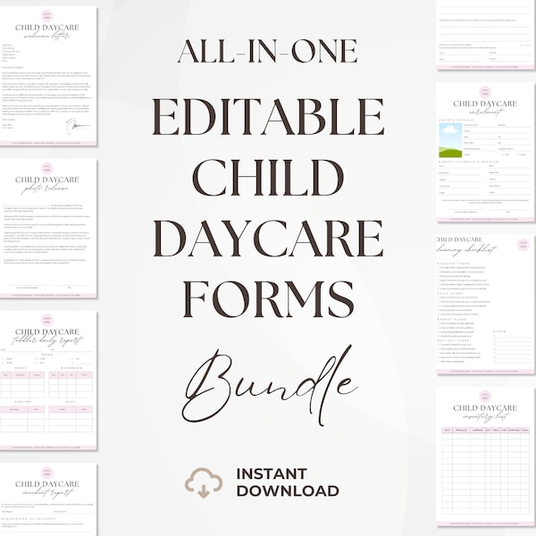 Editable Daycare Forms Bundle, Daycare Starter Kit, Childcare Forms, Daycare Paperwork, Home Daycare Forms Complete Package, Preschool