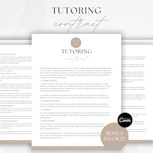 Tutoring Contract, Tutoring Services Agreement Template, Teaching Contract Template, Tutor Business Forms, Editable Canva Template