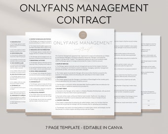 OnlyFans Management Agency Contract Template, Social Media Management Agreement, Instagram Model Agreement Contract