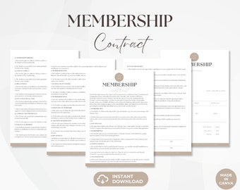 Membership Contract, New Client Registration Service Agreement, New Member Contract Template, Editable Membership Agreement Template