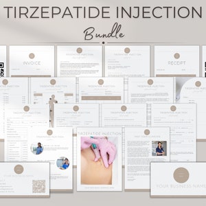 Pacchetto di moduli di consenso per iniezione di perdita di peso di tirzepatide, modello di iniezione di tirzepatide composto, schede di assistenza post-iniezione di perdita di grasso