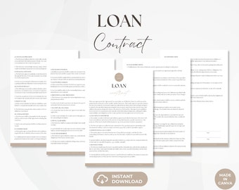 Loan Contract, Borrowing Services Agreement, Promissory Note Template, IOU Form, Loan Contract Template, Instant Download