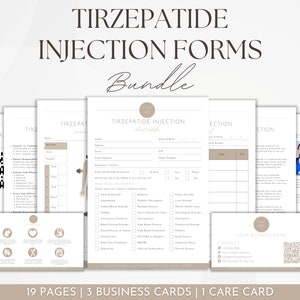 Tirzepatide Weight Loss Injection Consent Forms Bundle, Compounded Tirzepatide Injection Template, Fat Loss Injection Aftercare Cards
