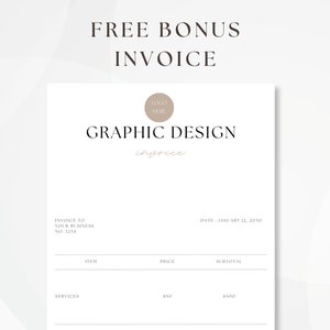 Puede incluir: Una plantilla de factura minimalista para servicios de dise&ntilde;o gr&aacute;fico. La factura es blanca con texto negro y un c&iacute;rculo marr&oacute;n con el texto "LOGO HERE". La factura incluye el texto "GRAPHIC DESIGN invoice", "INVOICE TO YOUR BUSINESS NO. 1214", "DATE JANUARY 12, 2030", "ITEM", "PRICE", "SUBTOTAL", "SERVICES", "50 &euro;", y "500 &euro;".