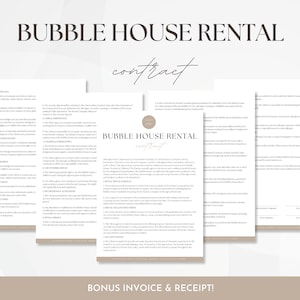 Bubble House Mietvertrag, Editierbarer Hüpfburg Mietvertrag, Hüpfburg Geschäftsformulare, Hüpfburg Mietrechnung & Quittung