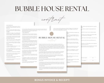 Bubble House Rental Contract, Editable Inflatable Rental Agreement, Bounce House Business Forms, Inflatable Rental Invoice & Receipt