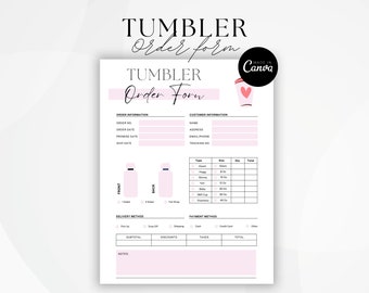 Tumbler Order Form, Custom Sublimation Order Template, Invoice Slip Canva