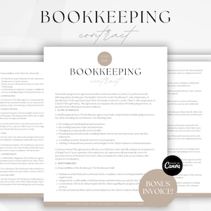 Bookkeeping Contract, Budgeting Services Agreement, Expense Tracking Services Agreement, Freelance Bookkeeper Contract Template