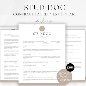 Stud Dog Contract Template, Breeding Services for Stud Dog Agreement, Dog Breeding Agreement Forms, Editable Canva Template