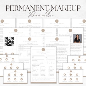 Zestaw formularzy Ultimate Permanent Makeup, formularze dla klientów kosmetologów, zestaw do konsultacji makijażu, karta opieki pooperacyjnej, formularze prasowe, zrzeczenie się