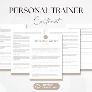 Personal Trainer Contract, Editable Fitness Services Agreement, Personal Training Business Forms, Fitness Invoice, Instant Download