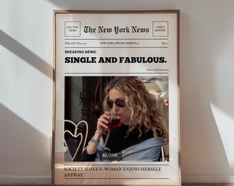 Sex and the City-krantenafdruk | Single en fantastisch (digitale download)