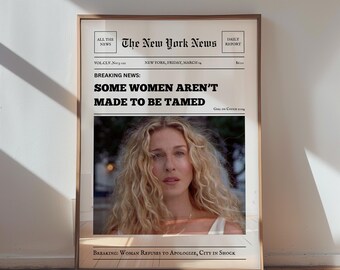 Sex and the City-print | Carrie Bradshaw, krantenkunst (digitale download)