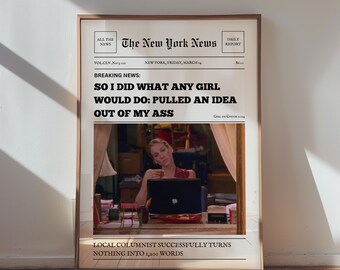 Sex and the City-print | Citaat Carrie Bradshaw, krantenkunst (digitale download)