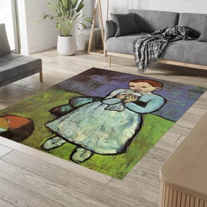 Pablo Picasso, 1901 Pablo Picasso Rug, Pigeon Boy Rug, Child with a Dove Rug, History picture Rug, Post-Impressionism Rug, Trendy Rug, Rug