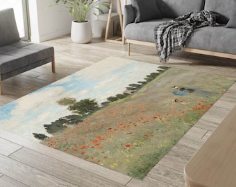 Claude Monet, Claude Monet Rug, Poppies Rug, Impressionism Rug, Modern Art Rug, History picture Rug, Trendy Rug, Large Rug, Rug, Decor