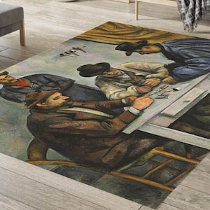 Paul Cezanne, 1895 Paul Cézanne Rug, The Card Players Rug, Alfombra postimpresionista, Alfombra de imagen de género, Alfombra de moda, Alfombra grande, Alfombra, Decoración