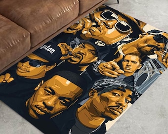 Hip Hop Legends Rug, Hip Hop Rug, Rapper Rug, 2PAC, Biggie Smalls, Wu-Tang, nw Rap Star, Pop Art, Rap Legends, Living Room Rug, Area Rug