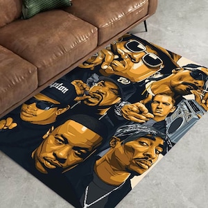 Hip Hop Legends Rug, Hip Hop Rug, Rapper Rug, 2PAC, Biggie Smalls, Wu-Tang, nw Rap Star, Pop Art, Rap Legends, Living Room Rug, Area Rug